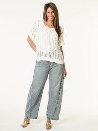 T-shirt blanc en crochet
