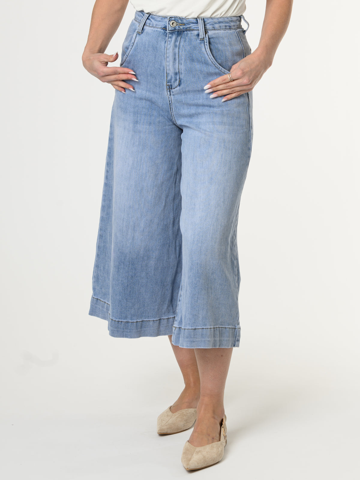 Jeans gaucho à jambe large