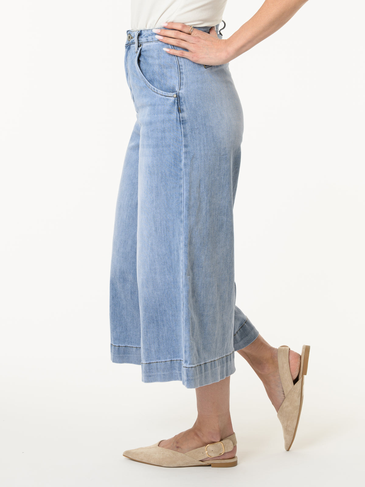 Jeans gaucho à jambe large