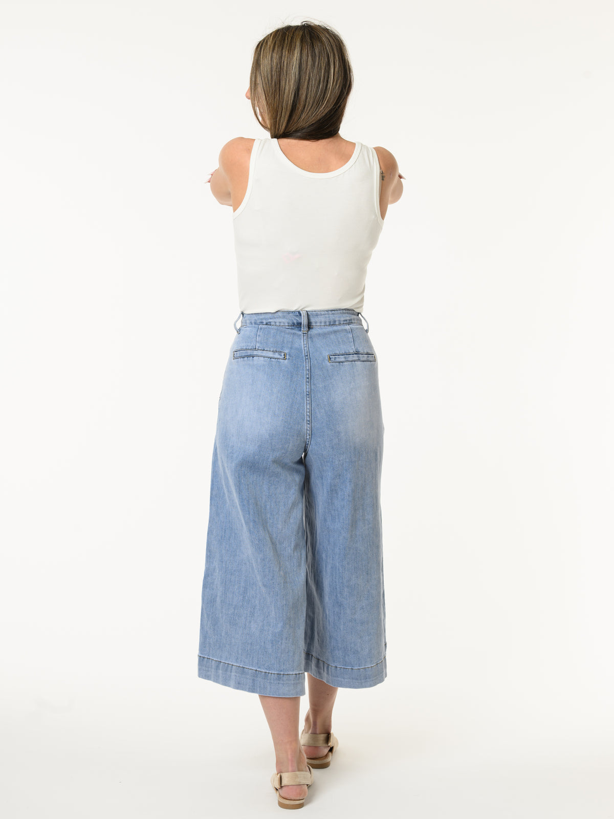 Jeans gaucho à jambe large