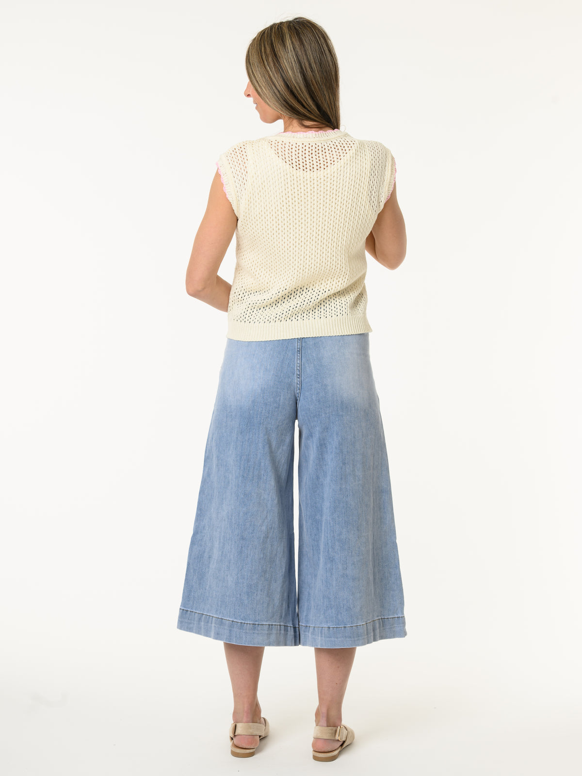 Débardeur blanc crème en crochet