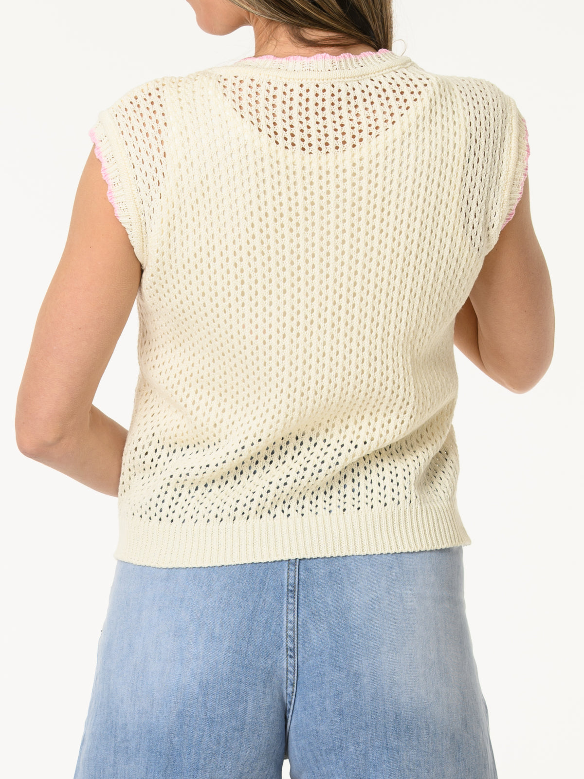 Débardeur blanc crème en crochet