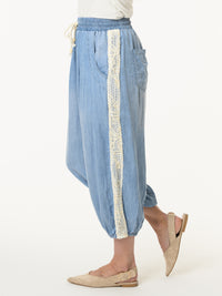 pantalon baggy avec dentelle sur le côté