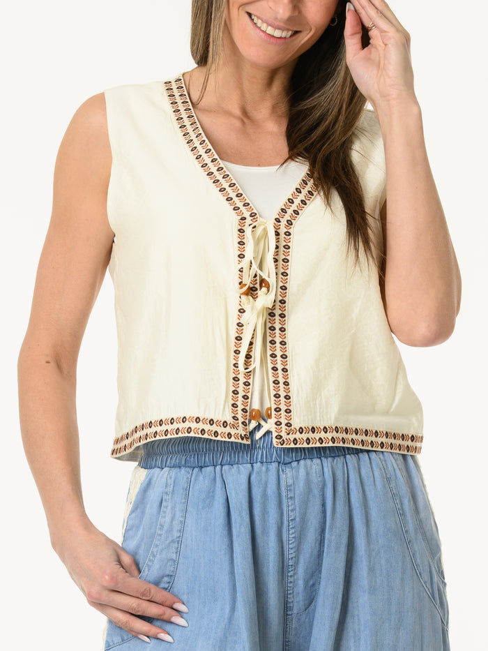 Débardeur bohème blanc crème