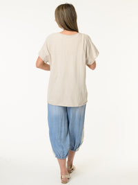 T-shirt beige avec imprimé floral