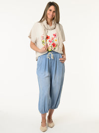 T-shirt beige avec imprimé floral