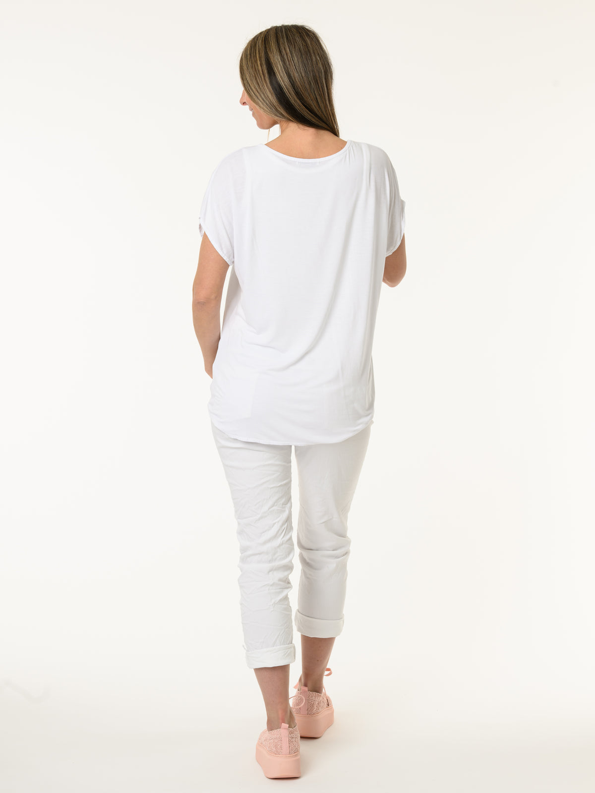 T-shirt blanc avec grande fleur multicolore