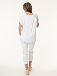 T-shirt blanc avec grande fleur multicolore