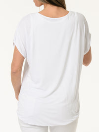 T-shirt blanc avec grande fleur multicolore