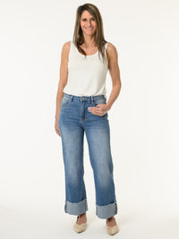 Jeans à jambe large avec coffre au bas