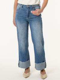 Jeans à jambe large avec coffre au bas