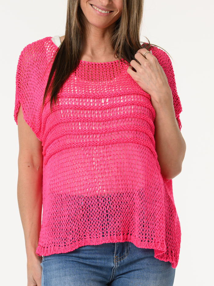 Chandail fuchsia en mailles