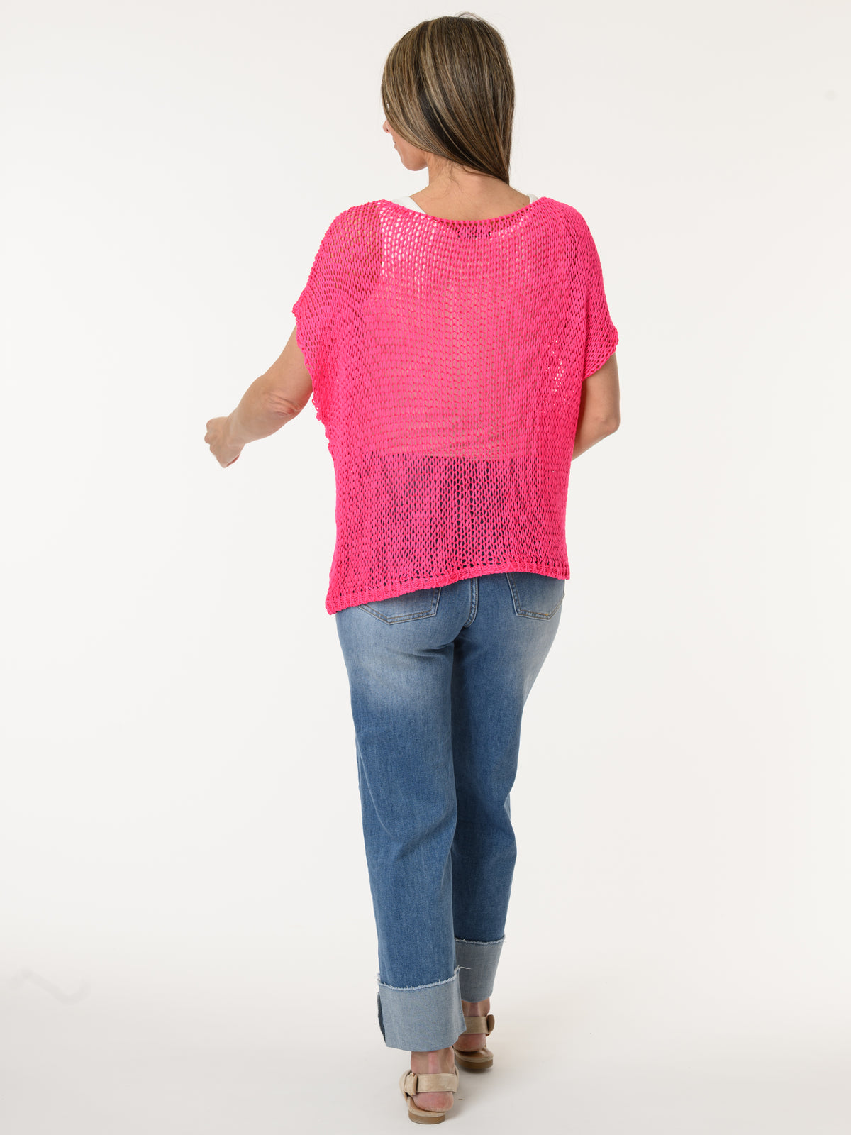 Chandail fuchsia en mailles