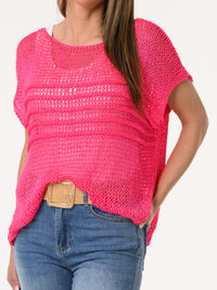 Chandail fuchsia en mailles