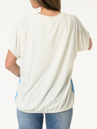 T-shirt blanc et bleu avec imprimé de femme chic