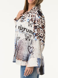 Chemise blanche avec imprimé animal et étoiles