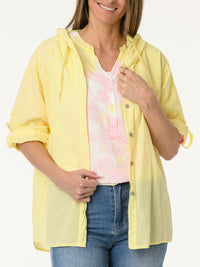 Chemise jaune avec fleur en crochet au dos