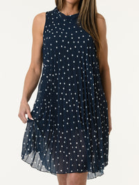 Robe marine à motifs de pois blancs