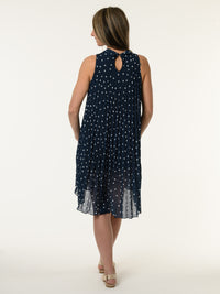 Robe marine à motifs de pois blancs