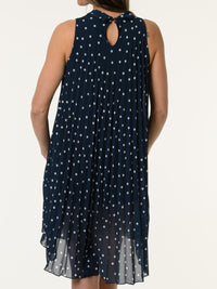 Robe marine à motifs de pois blancs