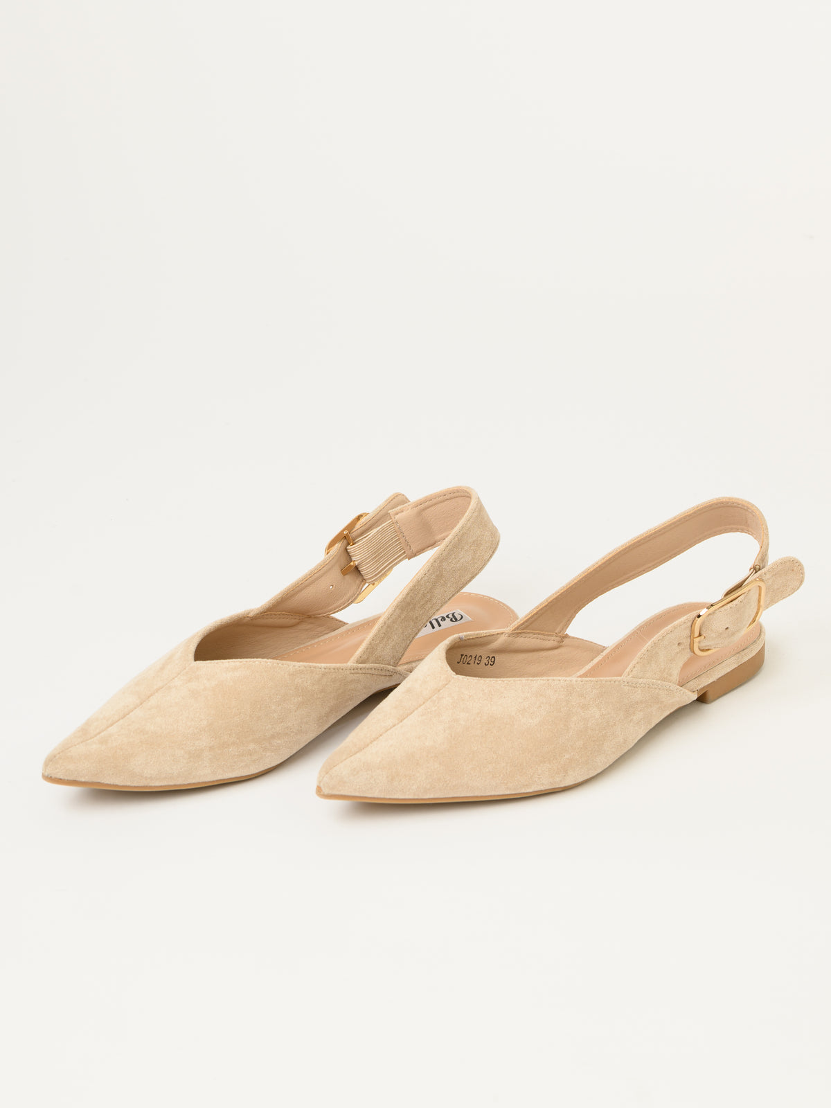 Ballerine plate beige en suède