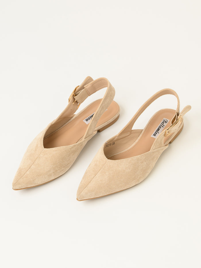 Ballerine plate beige en suède