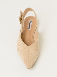 Ballerine plate beige en suède