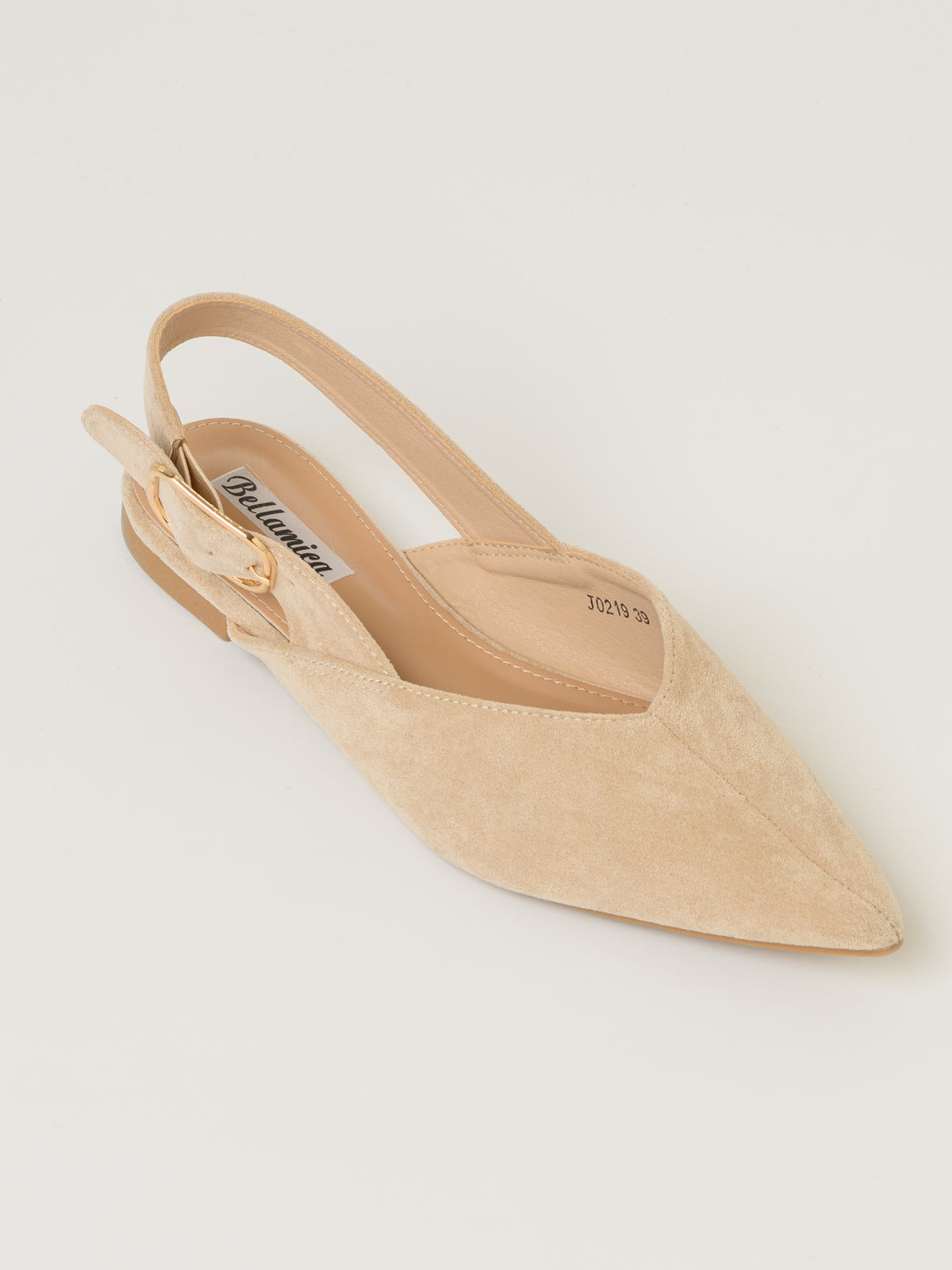 Ballerine plate beige en suède