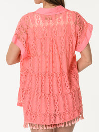 Chemise corail en dentelle