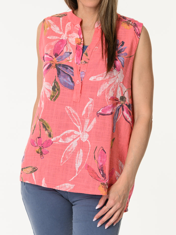 Camisole corail avec imprimé floral