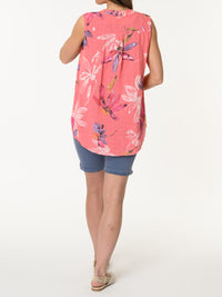 Camisole corail avec imprimé floral