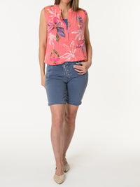 Camisole corail avec imprimé floral