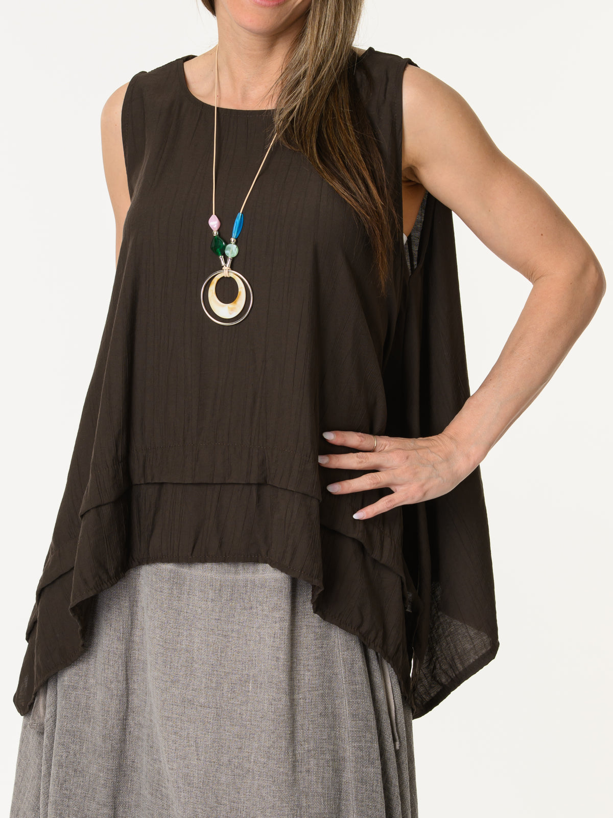 Camisole brune avec collier