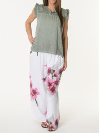 Blouse kaki à manches courtes