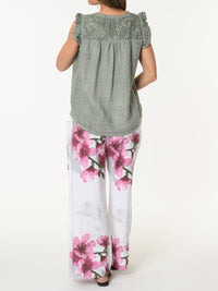 Blouse kaki à manches courtes