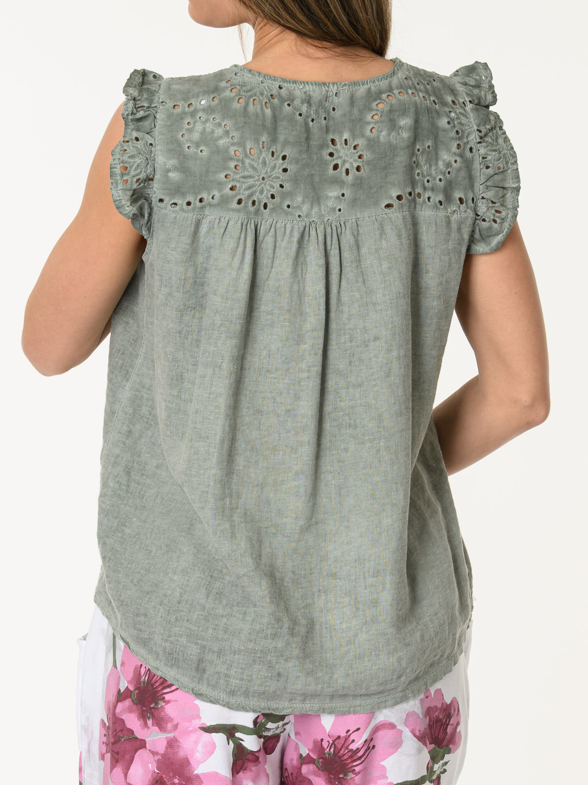 Blouse kaki à manches courtes