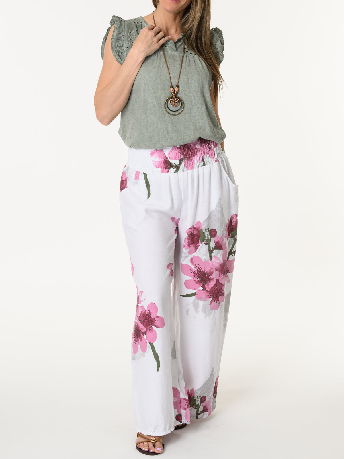 Blouse kaki à manches courtes