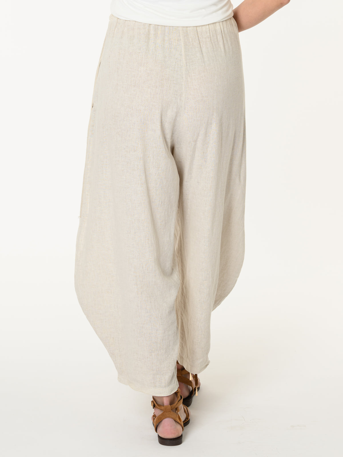 Pantalon beige bohème à taille élastique
