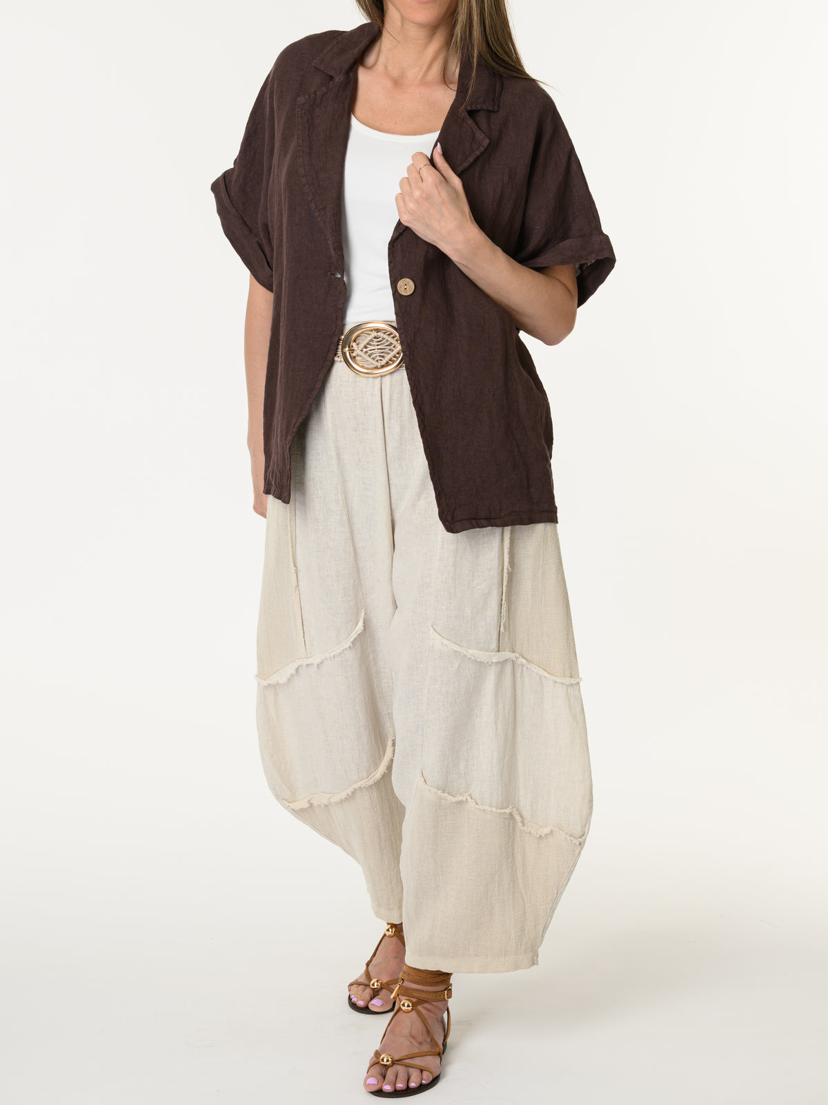 Veste brune à manches courtes