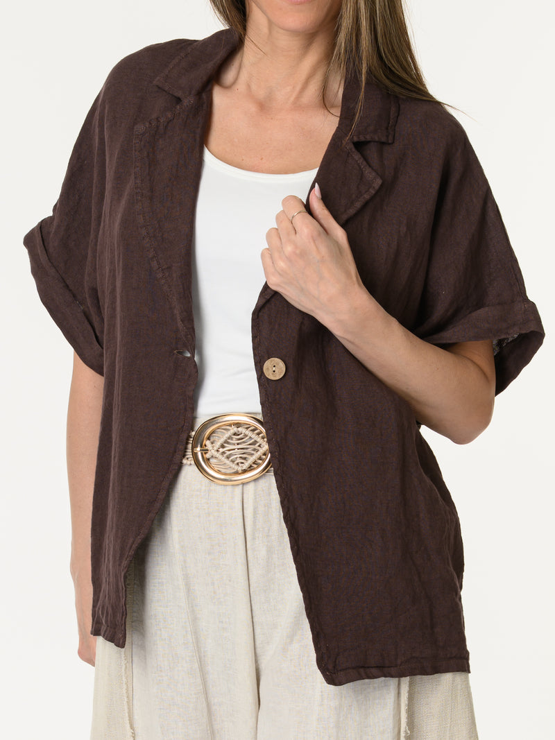 Veste brune à manches courtes