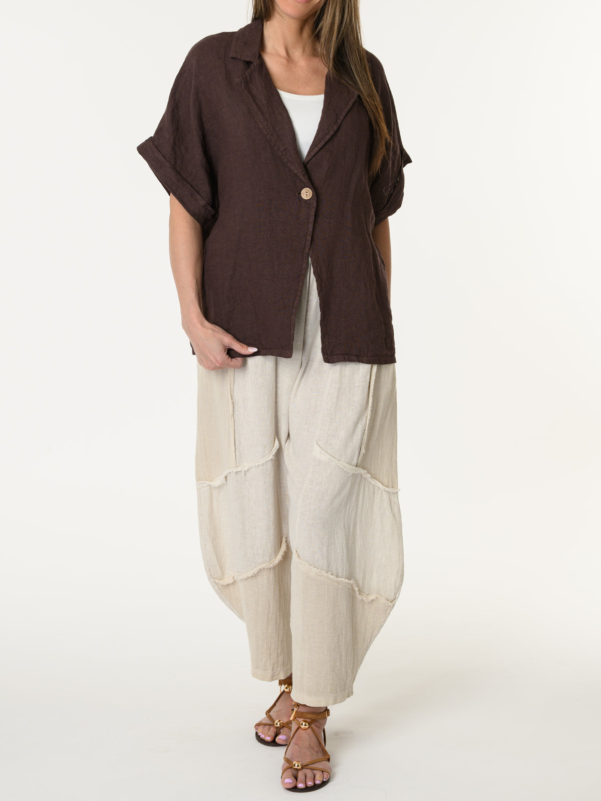 Veste brune à manches courtes