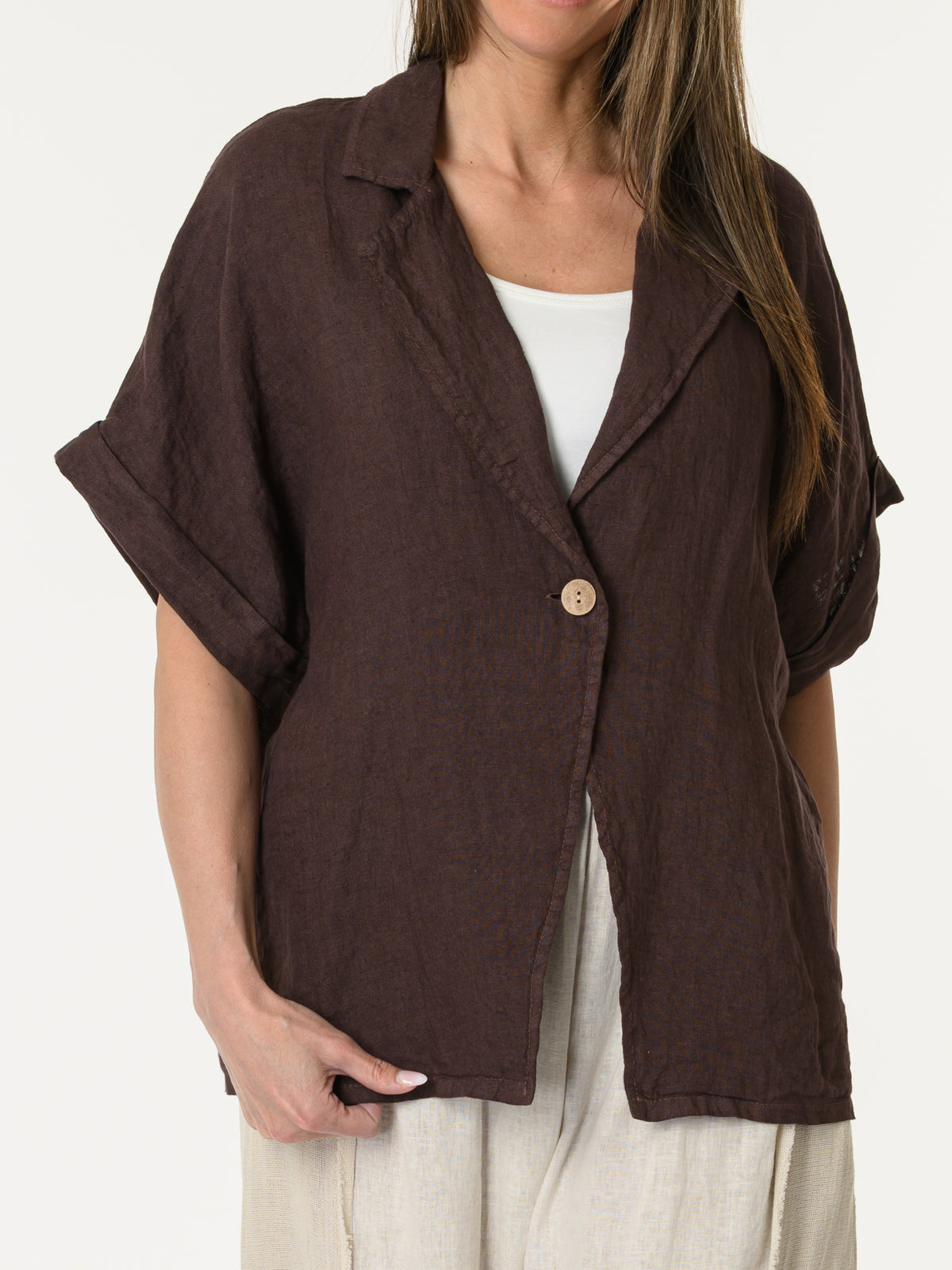 Veste brune à manches courtes
