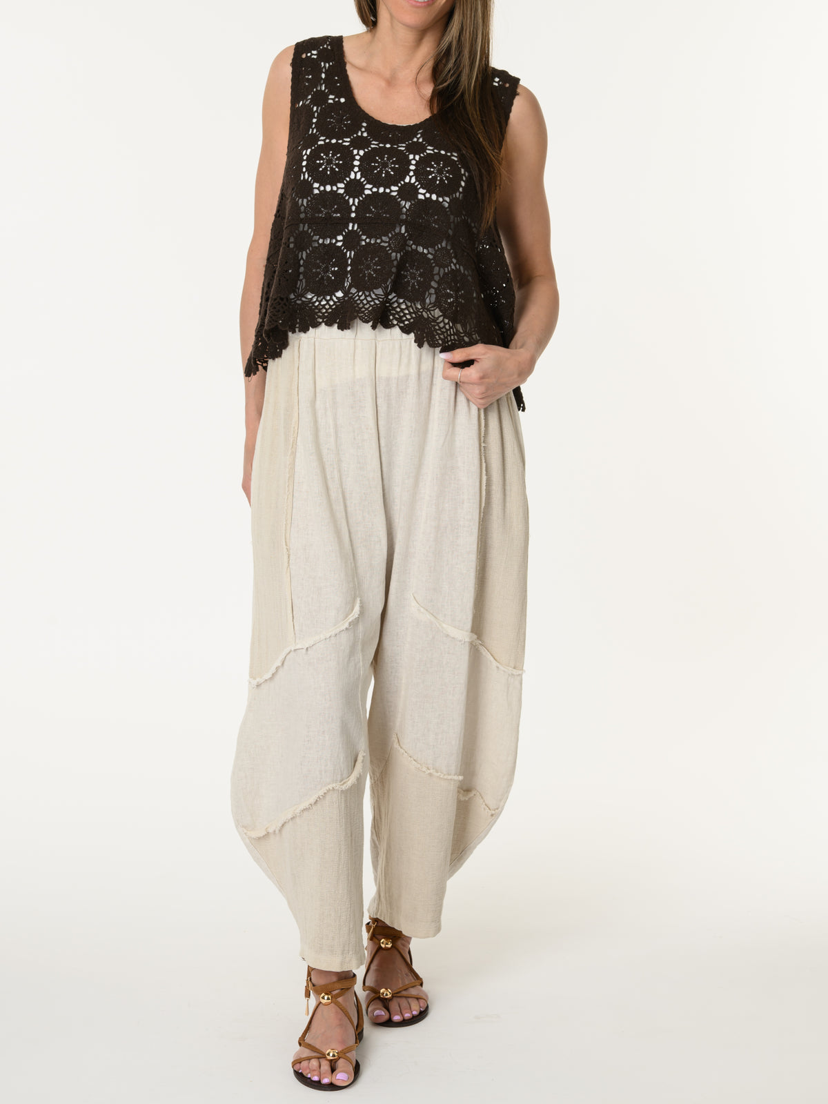 Camisole brune en crochet