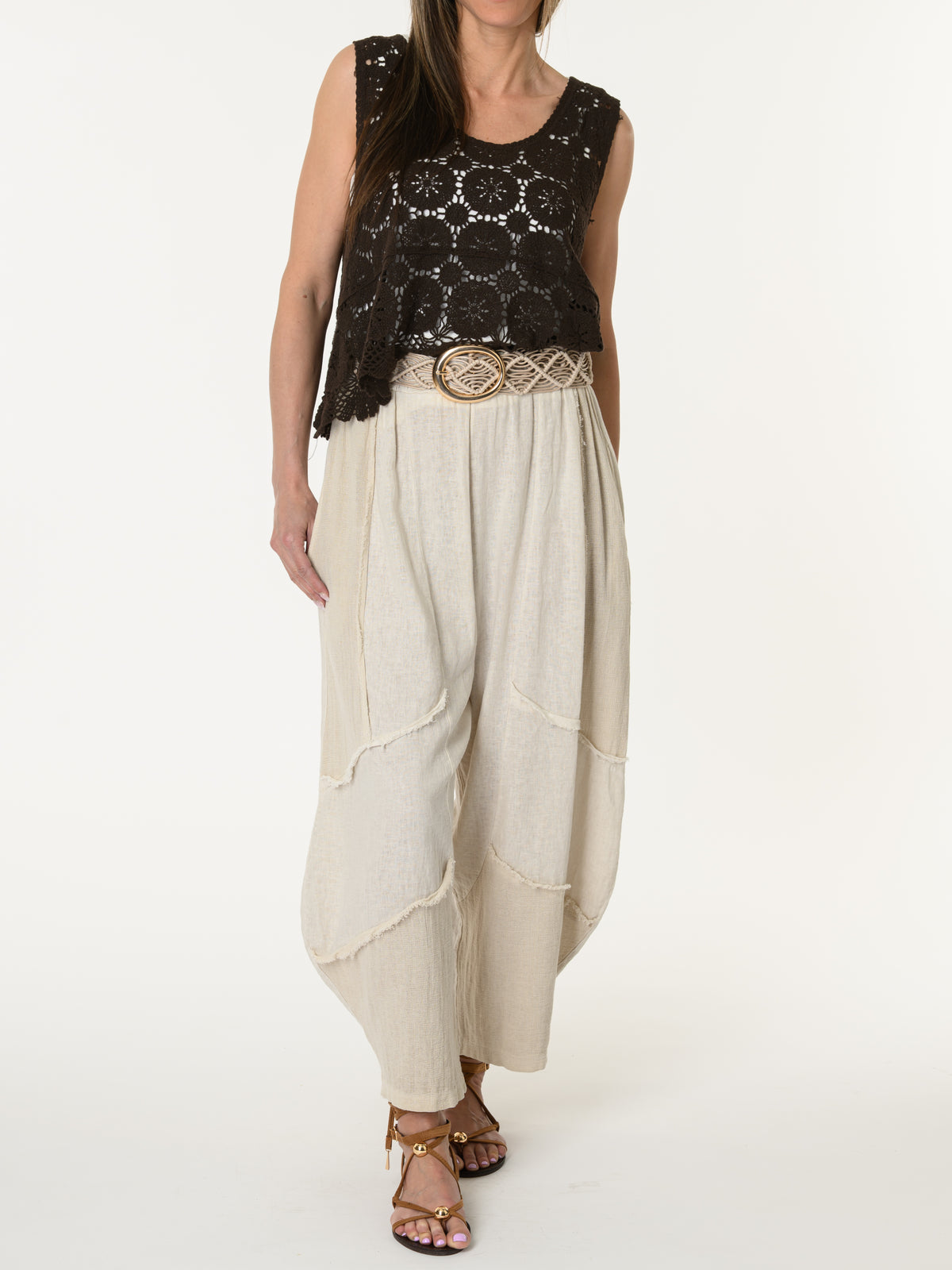 Camisole brune en crochet
