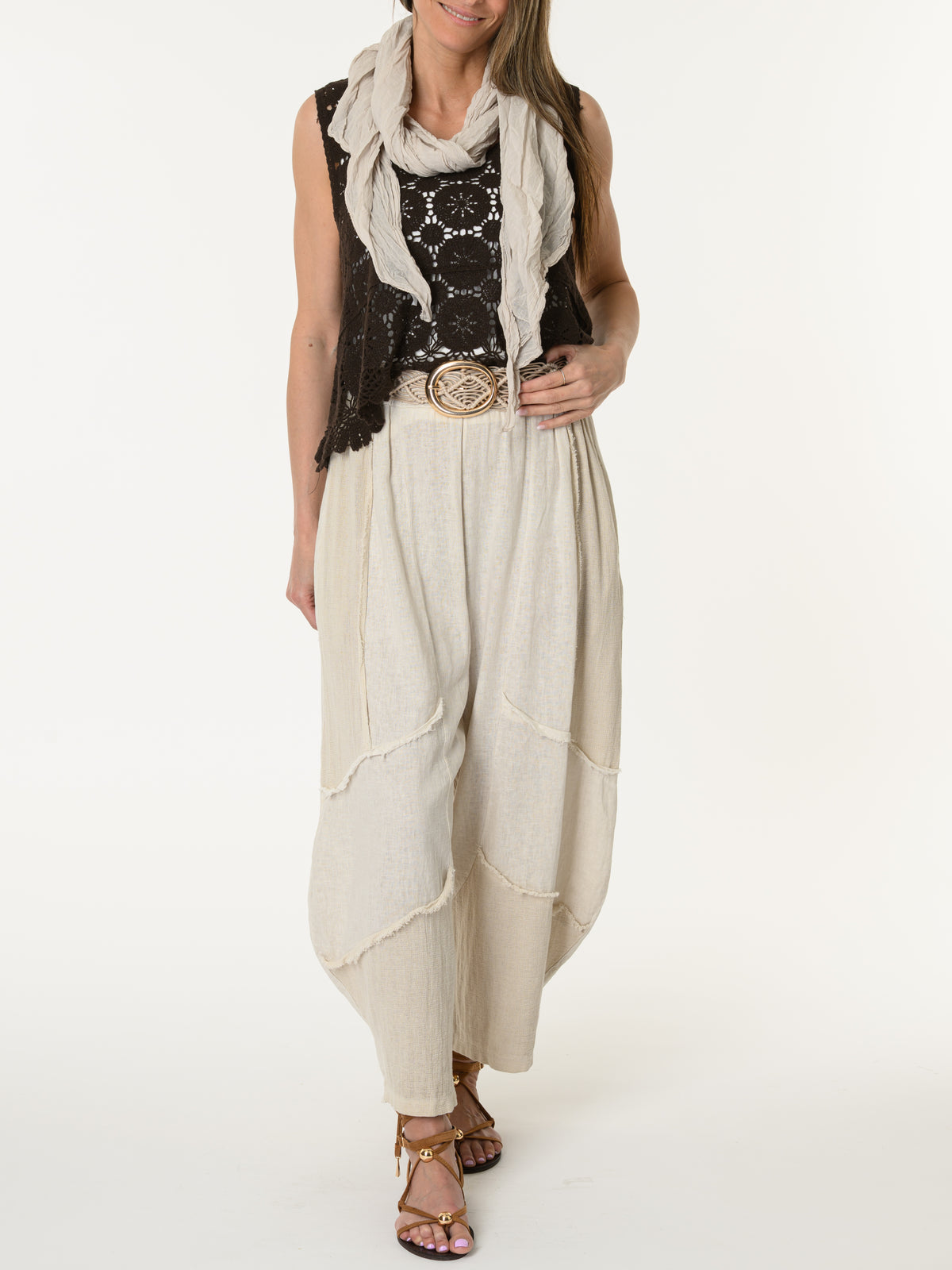 Camisole brune en crochet