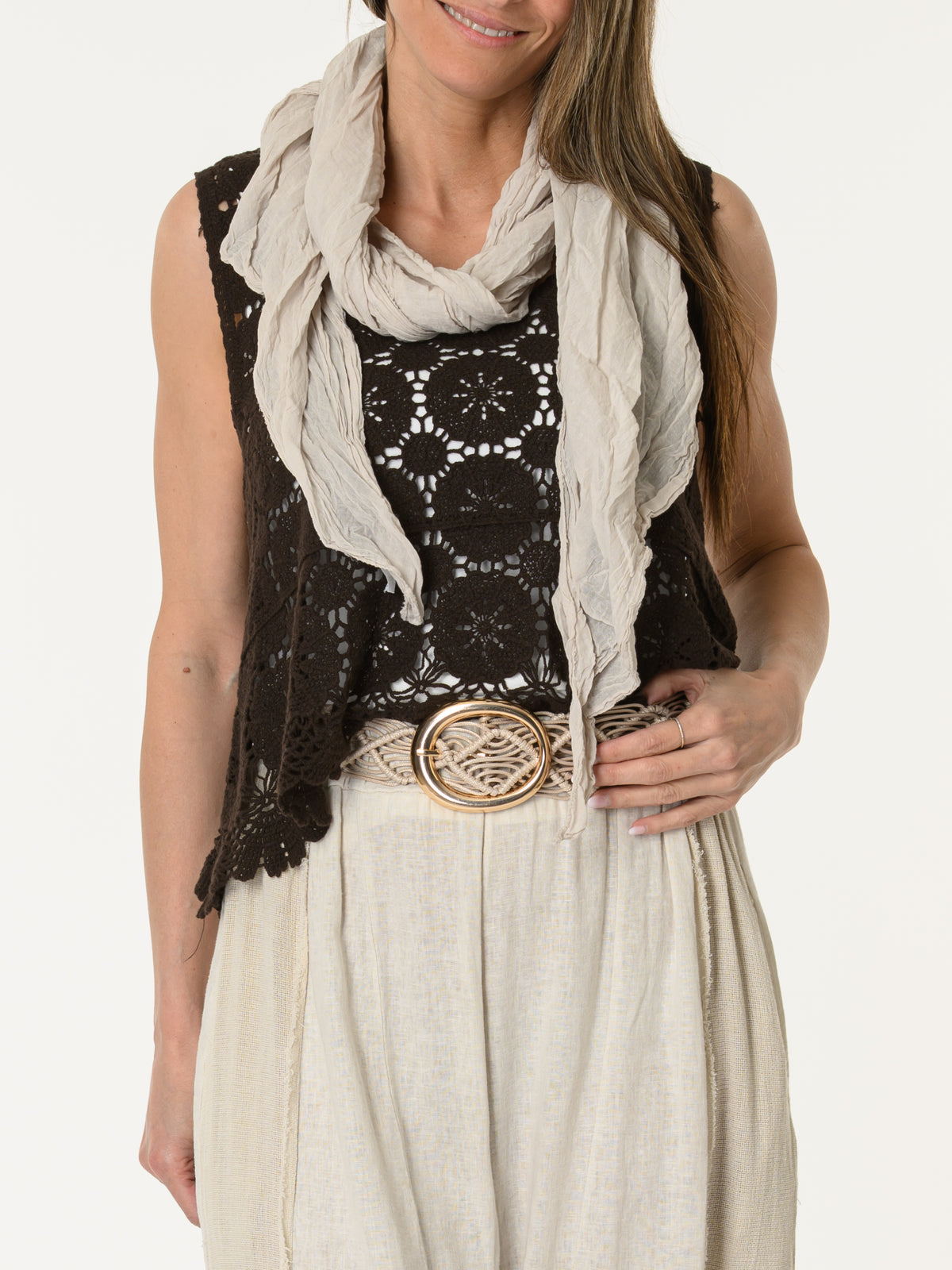 Camisole brune en crochet