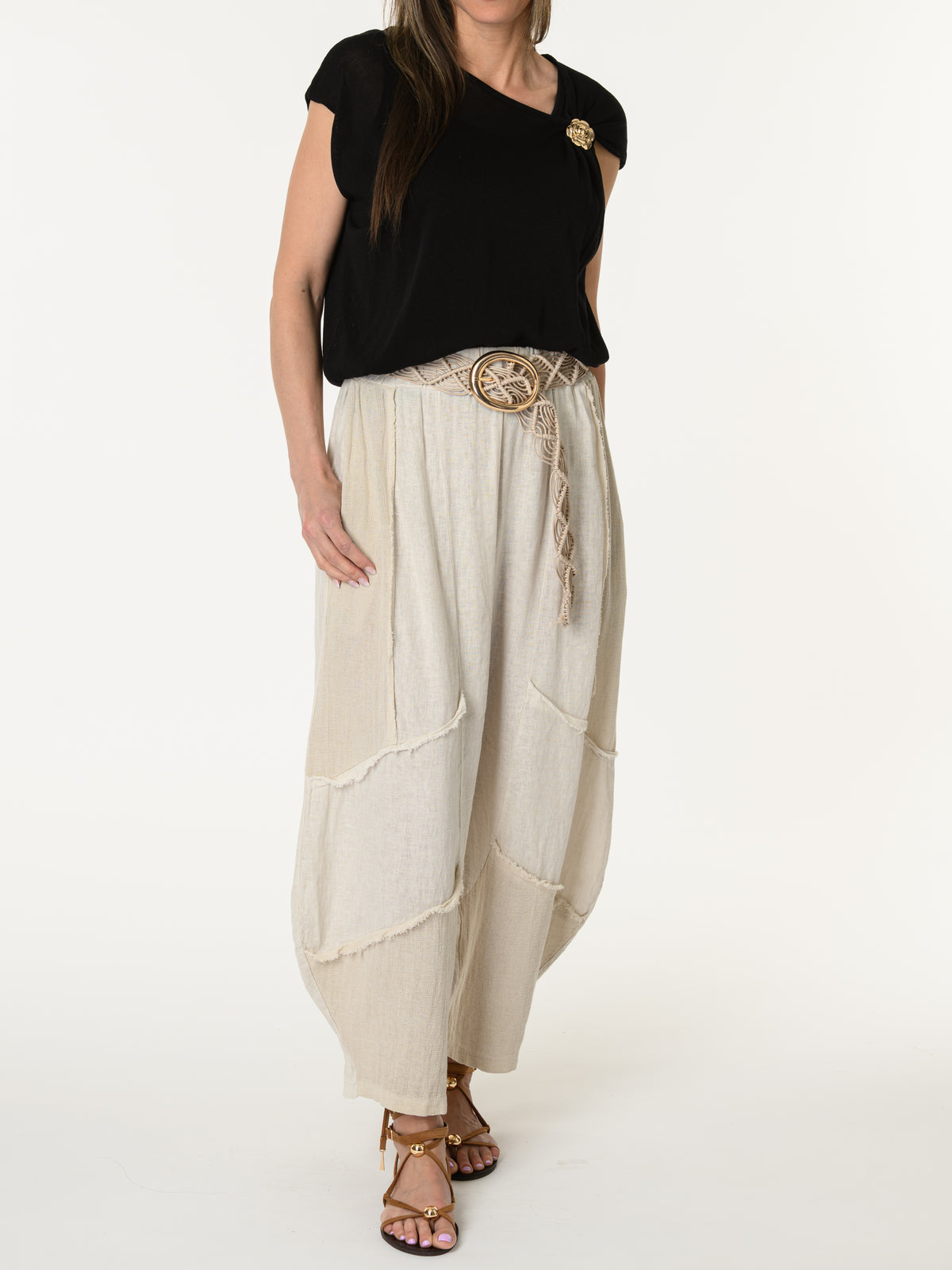 Blouse noire asymétrique drapée