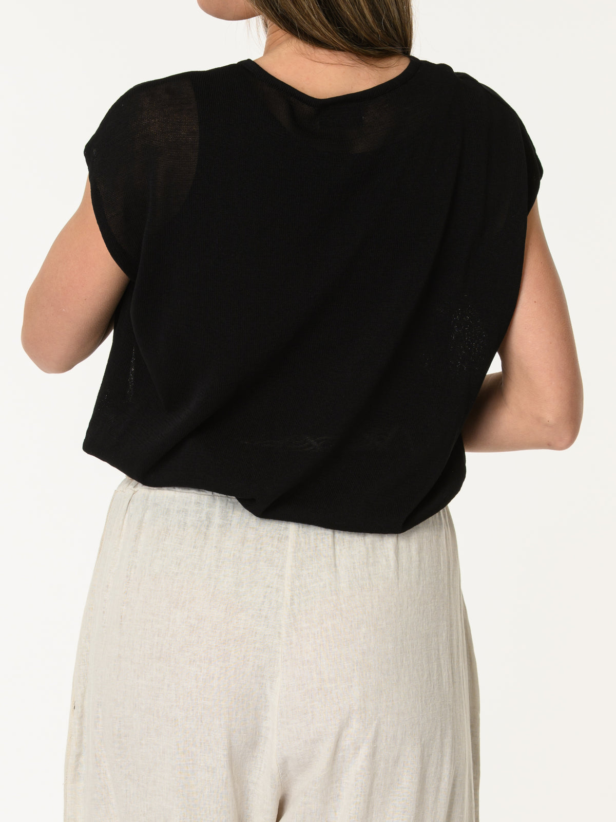 Blouse noire asymétrique drapée