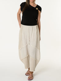 Blouse noire asymétrique drapée