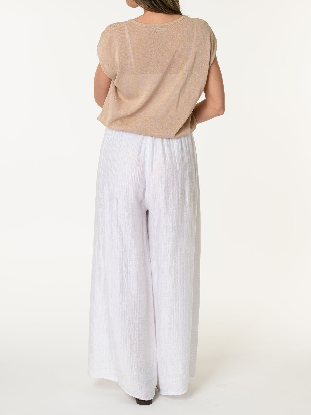 Blouse beige asymétrique drapée